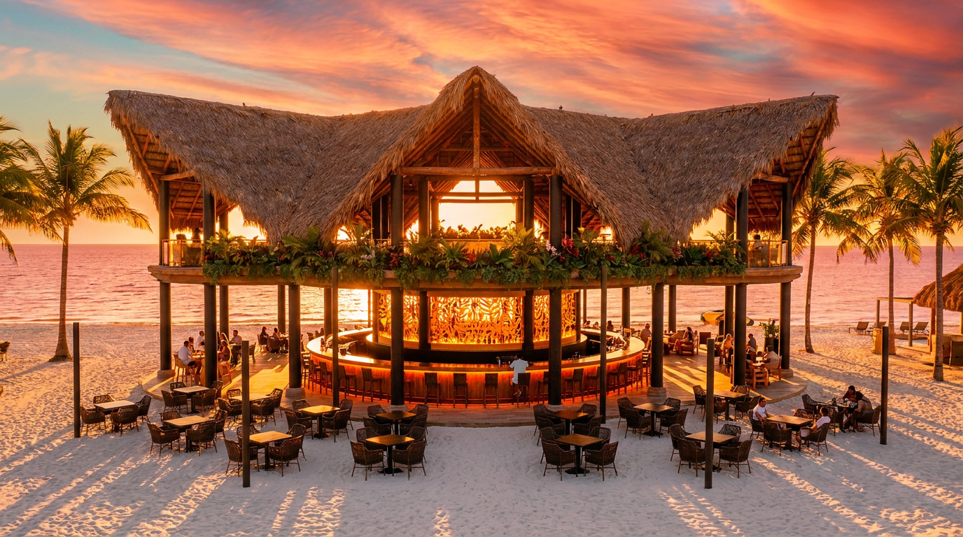 Golden hour at Mas'Tul pavilion